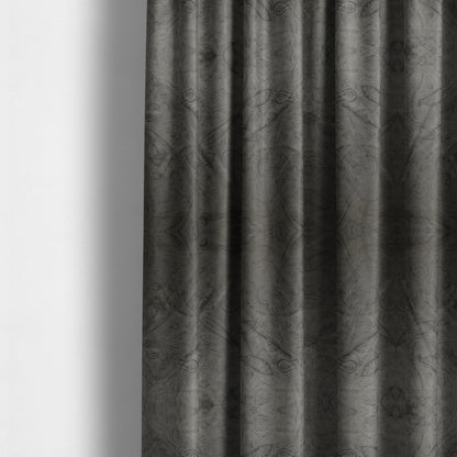 Phoenix Laser Cut Pattern Soft Velveteen Grey Velvet Material Upholstery Curtains Fabric - Made To Measure Curtains