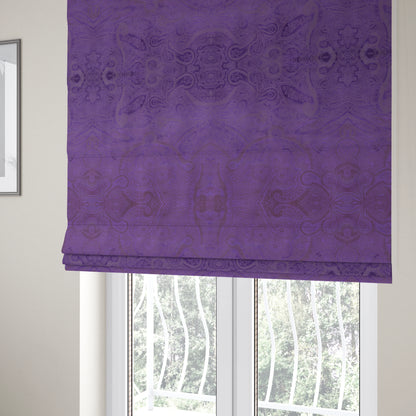 Phoenix Laser Cut Pattern Soft Velveteen Purple Velvet Material Upholstery Curtains Fabric - Roman Blinds