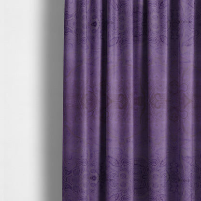 Phoenix Laser Cut Pattern Soft Velveteen Purple Velvet Material Upholstery Curtains Fabric - Made To Measure Curtains