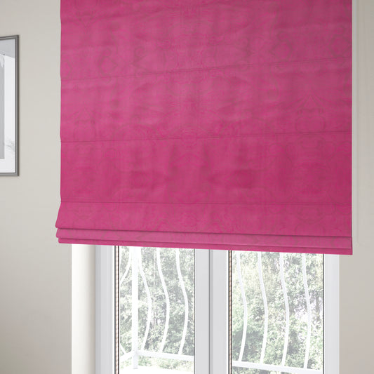 Phoenix Laser Cut Pattern Soft Velveteen Magenta Pink Velvet Material Upholstery Curtains Fabric - Roman Blinds