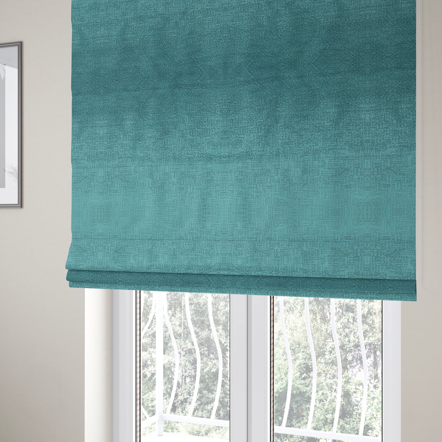 Plaza Opulence Soft Textured Velvet Furnishing Fabric In Sky Blue - Roman Blinds