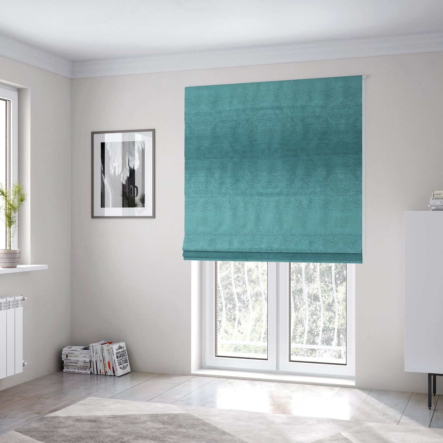 Plaza Opulence Soft Textured Velvet Furnishing Fabric In Sky Blue - Roman Blinds