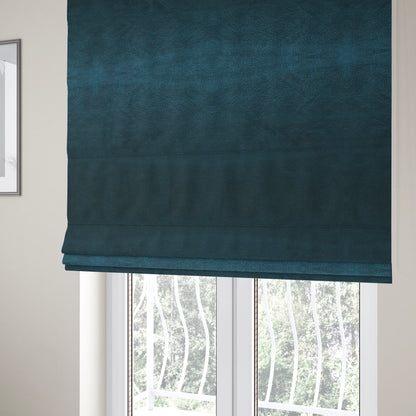 Plaza Opulence Soft Textured Velvet Furnishing Fabric In Navy Blue - Roman Blinds