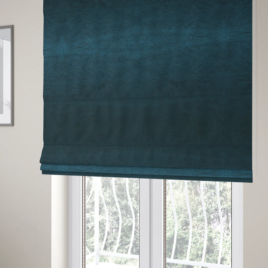 Plaza Opulence Soft Textured Velvet Furnishing Fabric In Navy Blue - Roman Blinds