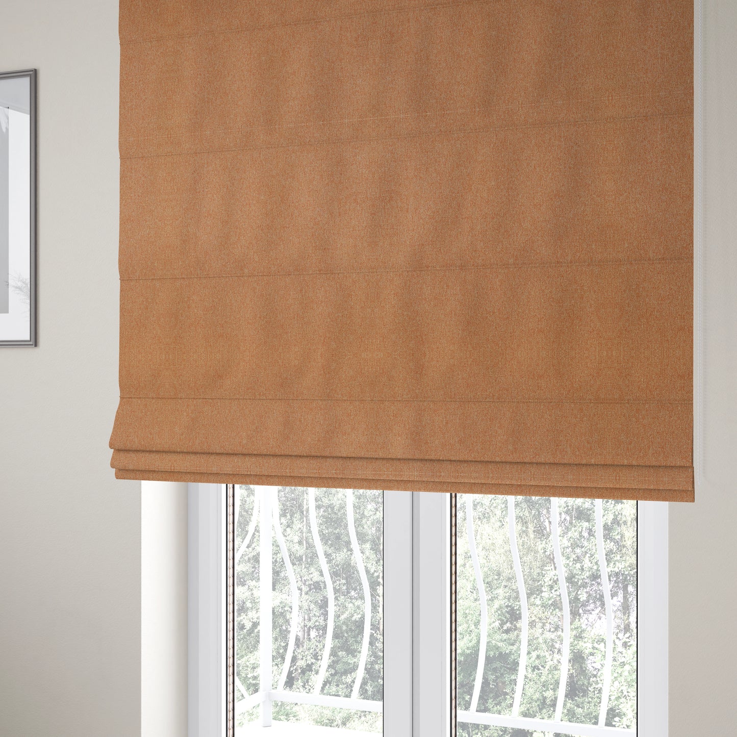 Prague Flat Weave Plain Dual Purpose Upholstery Curtain Orange Fabric - Roman Blinds