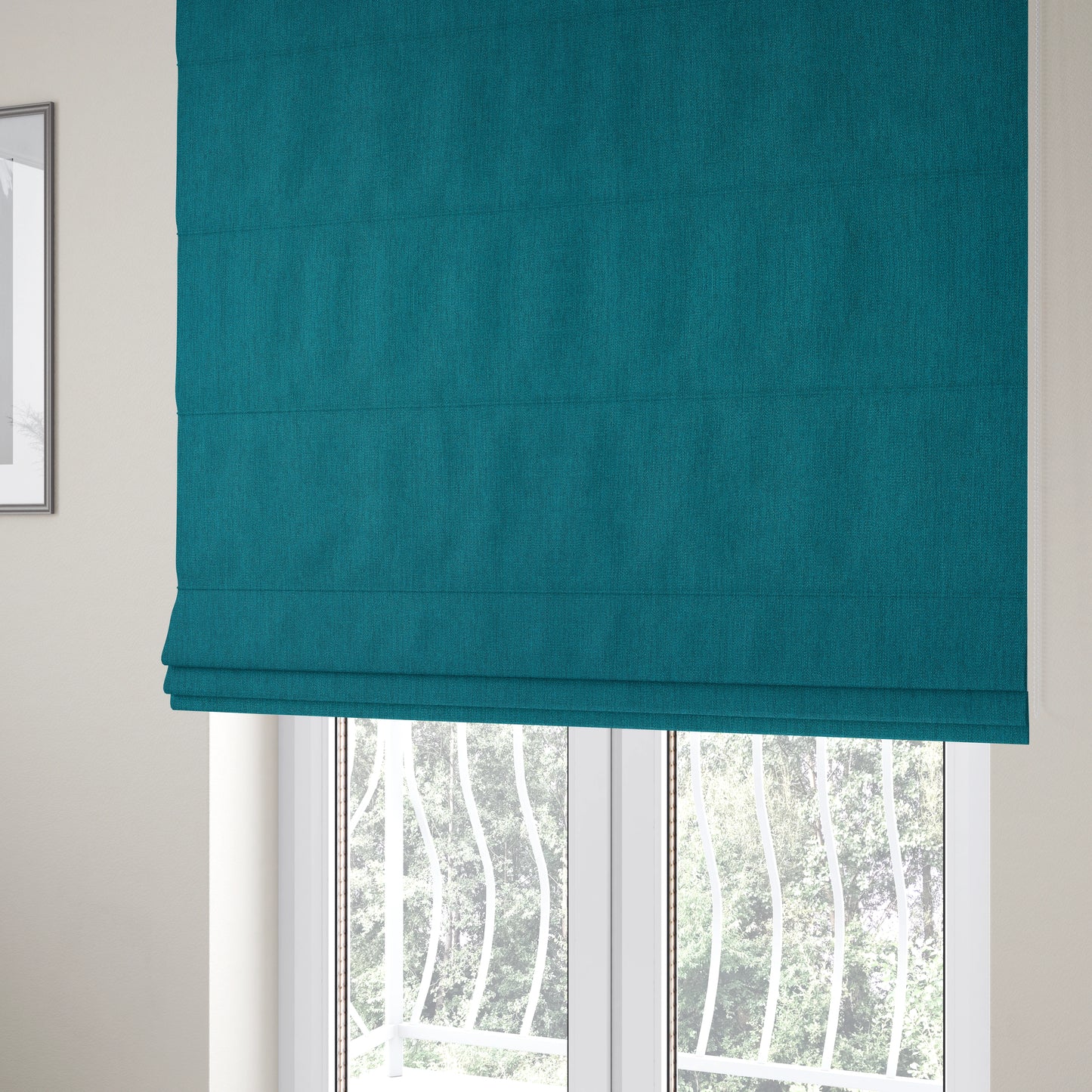 Rachel Soft Texture Chenille Upholstery Fabric Teal Blue Colour - Roman Blinds