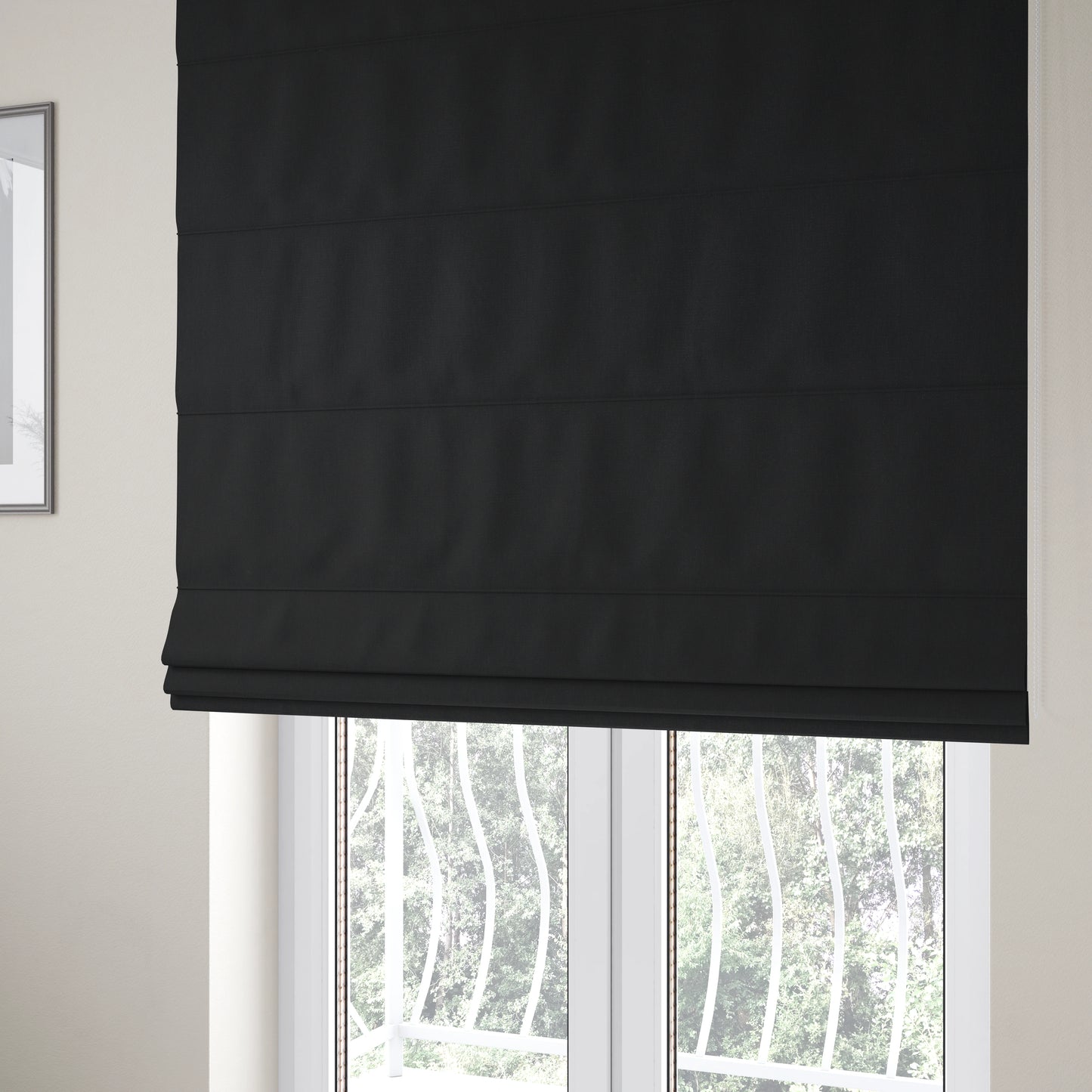 Rachel Soft Texture Chenille Upholstery Fabric Black Colour - Roman Blinds