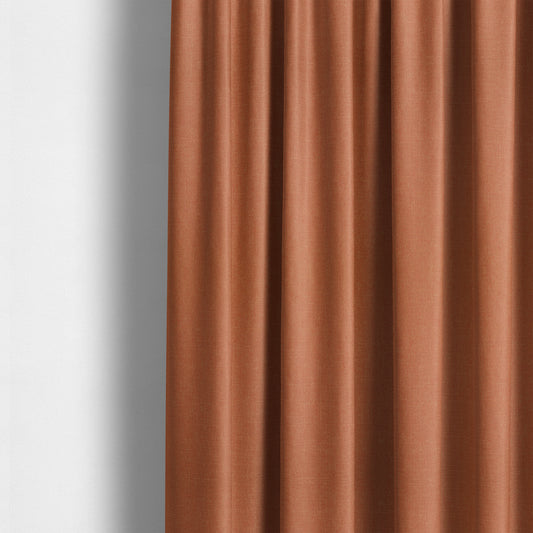 Regent Woven Look Plain Chenille Material Upholstery Fabric In Orange Colour - Made To Measure Curtains