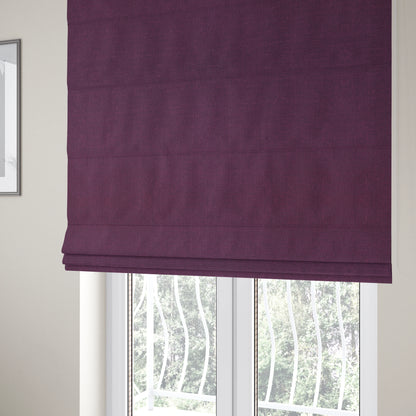 Regent Woven Look Plain Chenille Material Upholstery Fabric In Purple Colour - Roman Blinds