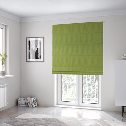 Regent Woven Look Plain Chenille Material Upholstery Fabric In Green Colour - Roman Blinds