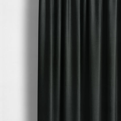 Regent Woven Look Plain Chenille Material Upholstery Fabric In Black Colour - Made To Measure Curtains