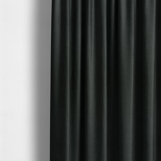 Regent Woven Look Plain Chenille Material Upholstery Fabric In Black Colour - Made To Measure Curtains