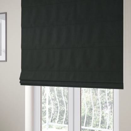 Regent Woven Look Plain Chenille Material Upholstery Fabric In Black Colour - Roman Blinds