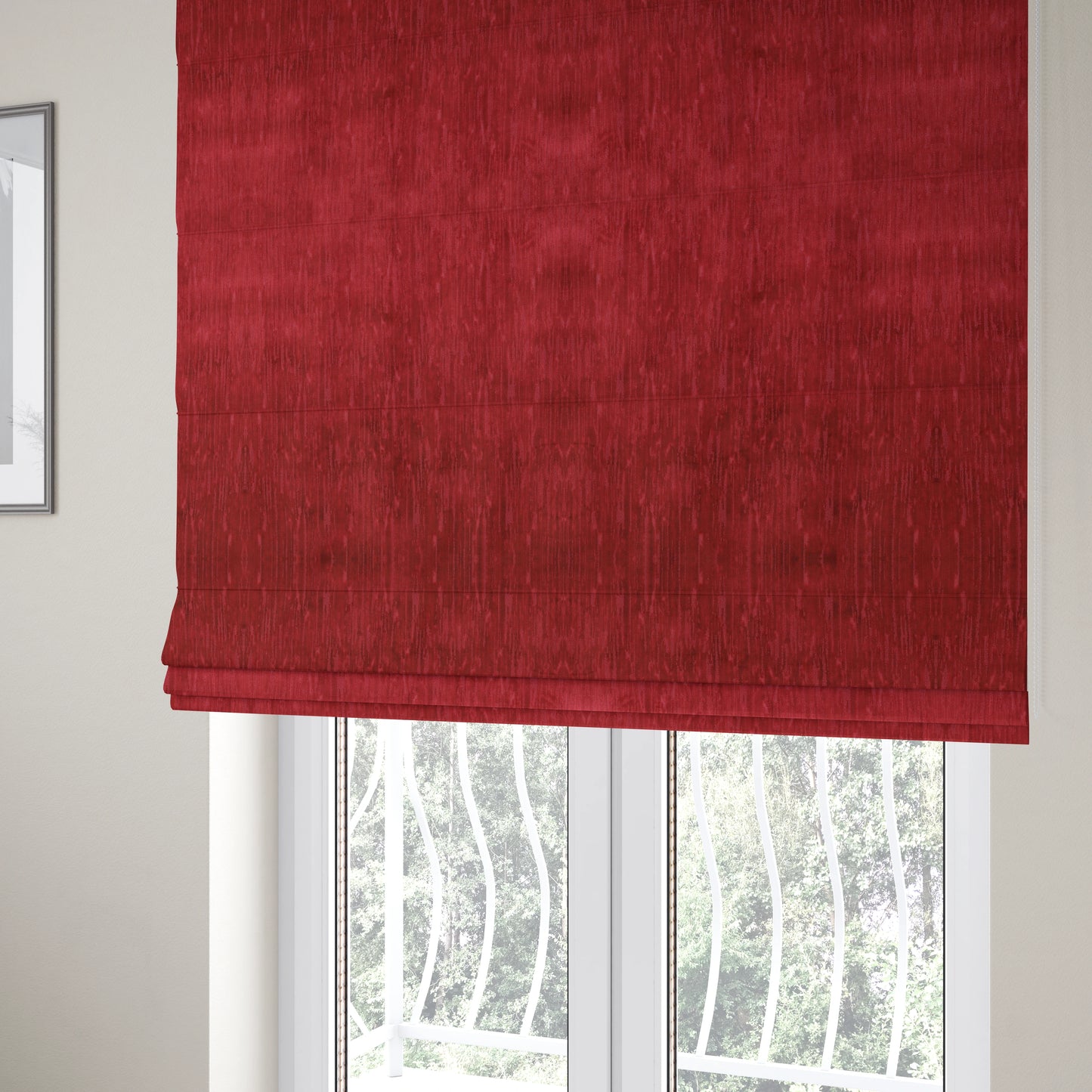 Rio Soft Textured Velvet Upholstery Fabrics In Red Colour - Roman Blinds