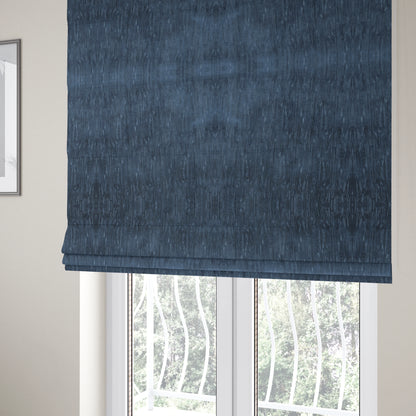 Rio Soft Textured Velvet Upholstery Fabrics In Denim Blue Colour - Roman Blinds