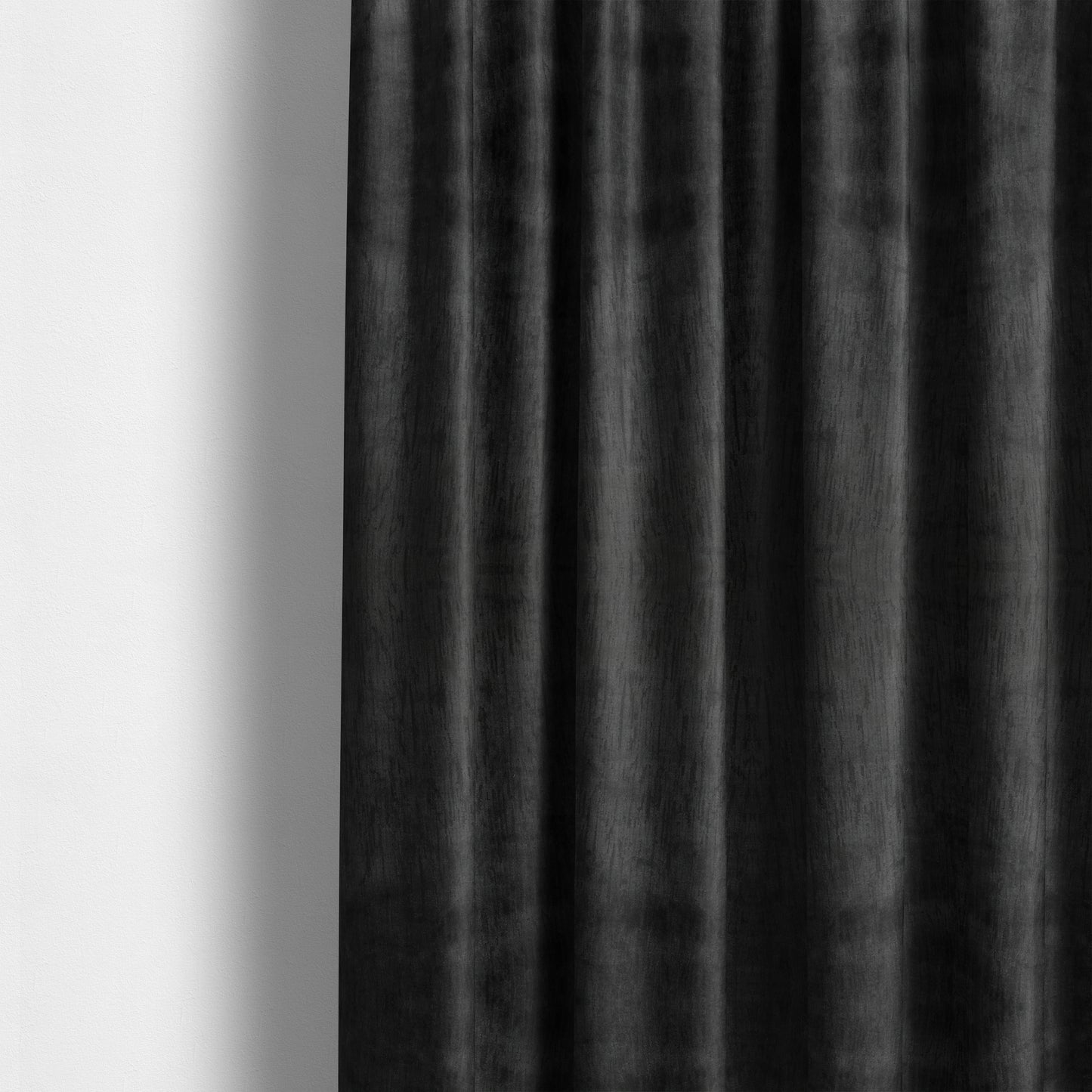 Rio Soft Textured Velvet Upholstery Fabrics In Black Colour - Made To Measure Curtains