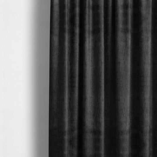 Rio Soft Textured Velvet Upholstery Fabrics In Black Colour - Made To Measure Curtains