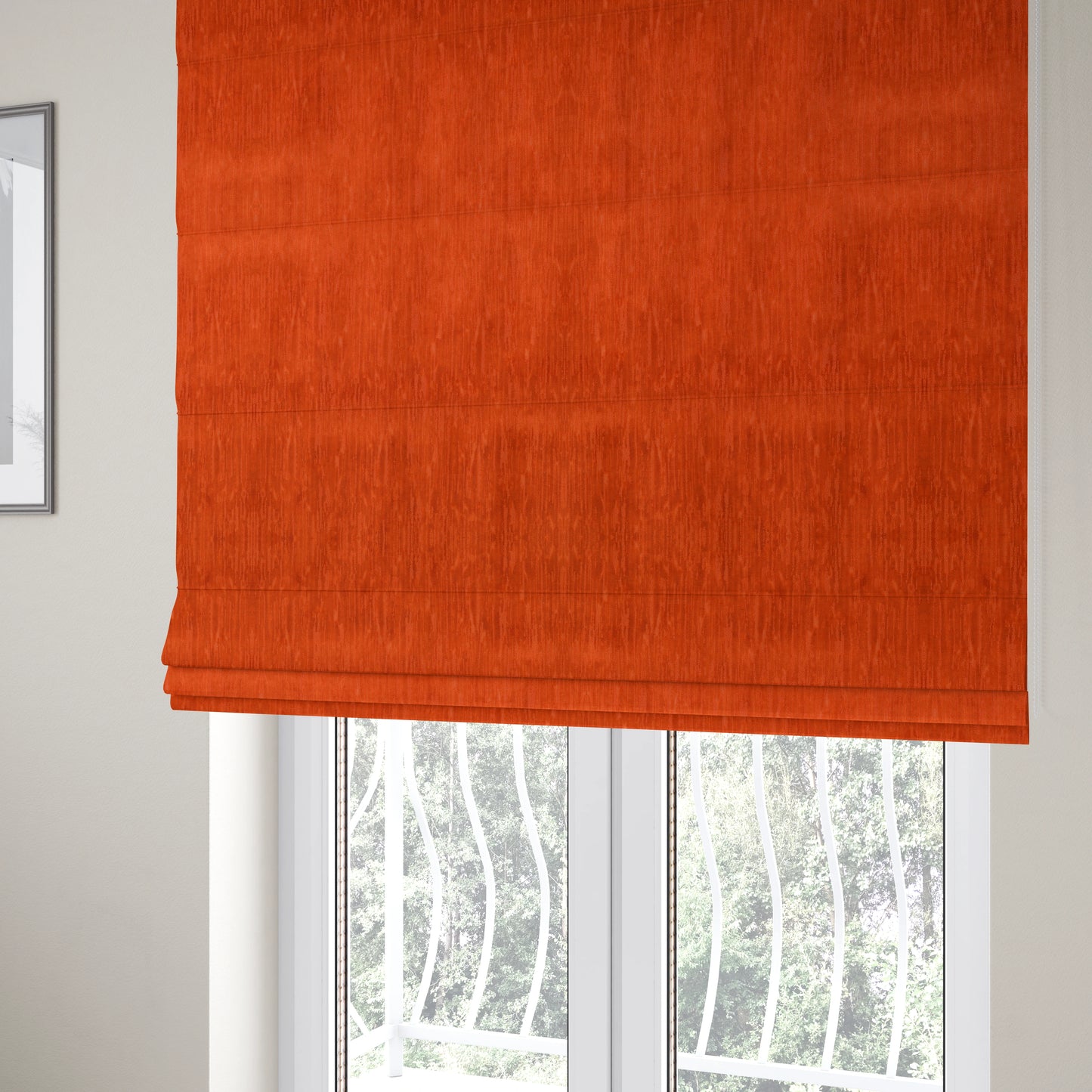 Rio Soft Textured Velvet Upholstery Fabrics In Orange Colour - Roman Blinds