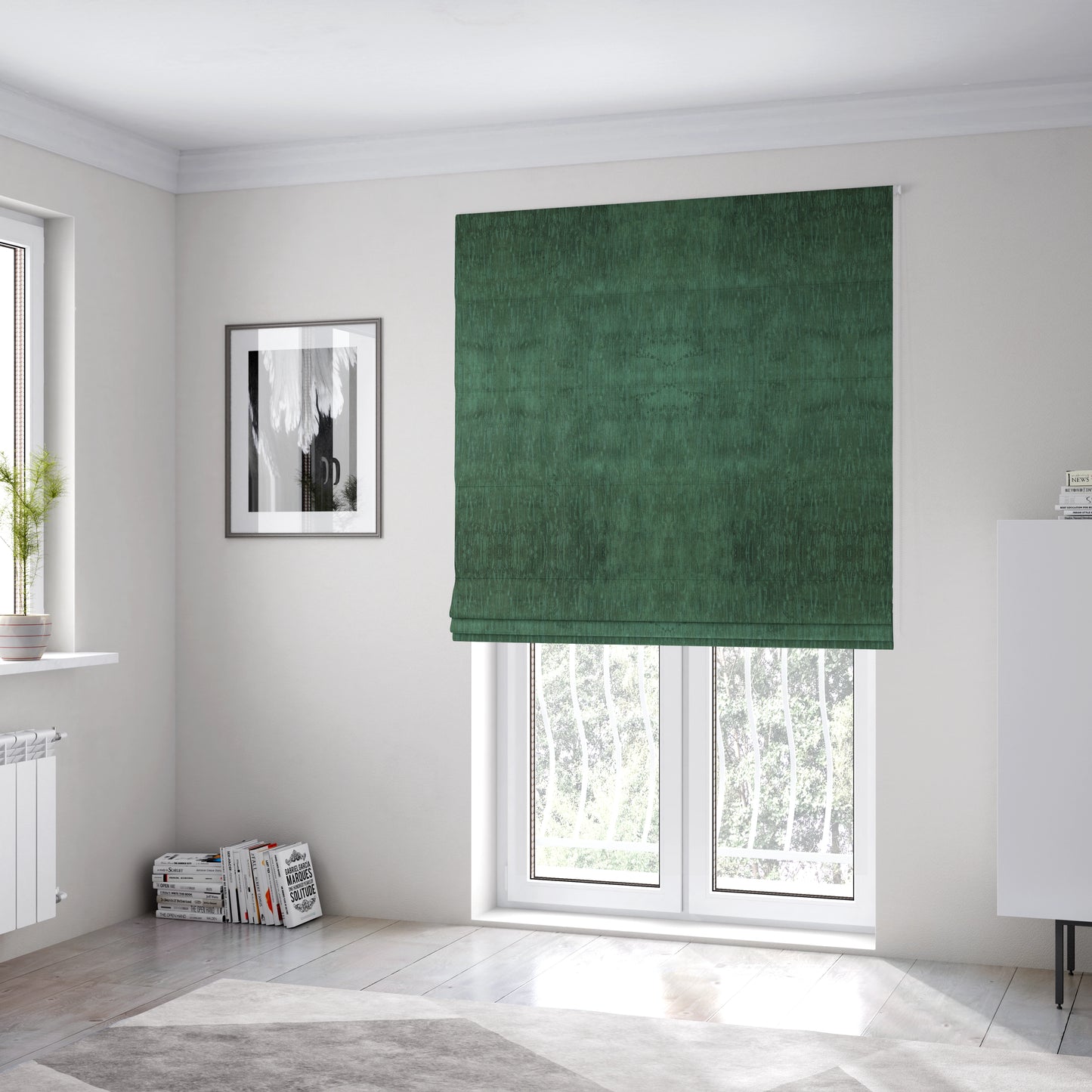 Rio Soft Textured Velvet Upholstery Fabrics In Dark Green Colour - Roman Blinds