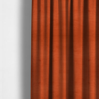 Rome Designer Silk Shine Velvet Effect Chenille Plain Furnishing Fabric In Orange Colour - Made To Measure Curtains