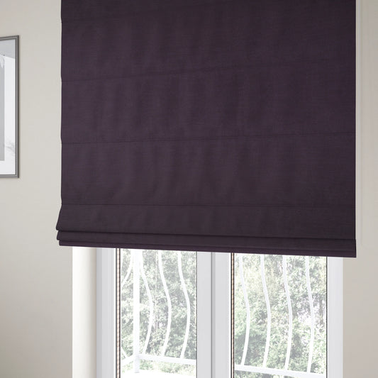 Rome Designer Silk Shine Velvet Effect Chenille Plain Furnishing Fabric In Purple Colour - Roman Blinds