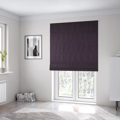 Rome Designer Silk Shine Velvet Effect Chenille Plain Furnishing Fabric In Purple Colour - Roman Blinds