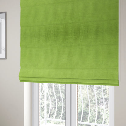 Rome Designer Silk Shine Velvet Effect Chenille Plain Furnishing Fabric In Green Colour - Roman Blinds