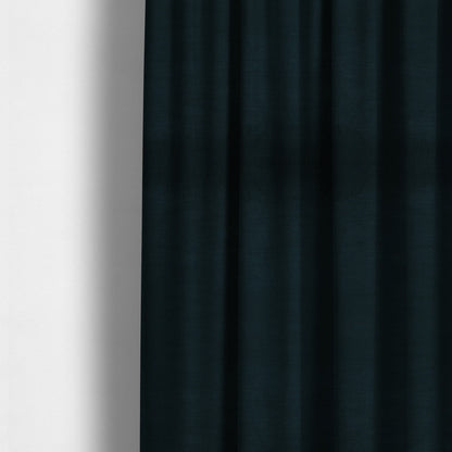 Rome Designer Silk Shine Velvet Effect Chenille Plain Furnishing Fabric In Midnight Blue Colour - Made To Measure Curtains