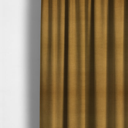 Rome Designer Silk Shine Velvet Effect Chenille Plain Furnishing Fabric In Gold Colour - Made To Measure Curtains