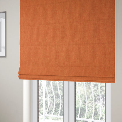 Romeo Modern Furnishing Soft Textured Plain Jacquard Basket Weave Fabric In Orange Colour - Roman Blinds