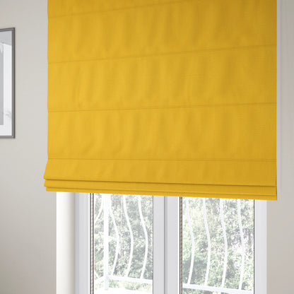 Romeo Modern Furnishing Soft Textured Plain Jacquard Basket Weave Fabric In Yellow Mango Colour - Roman Blinds