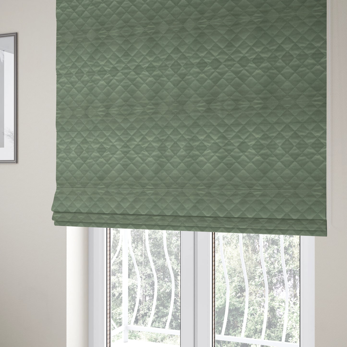 Rothko Quilted Velvet Plain Upholstery Fabric In Silver Colour - Roman Blinds