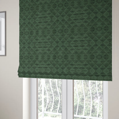 Rothko Quilted Velvet Plain Upholstery Fabric In Army Green Colour - Roman Blinds