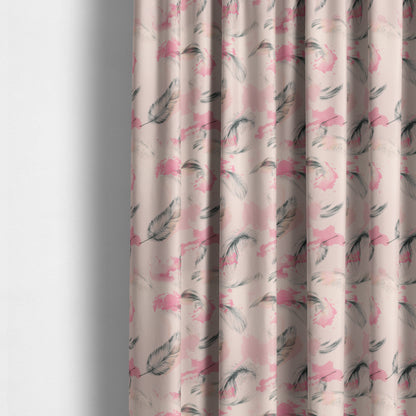 Saleem Printed Velvet Leaf Pattern Velour Soft Velvet Pink Colour Upholstery Fabric - Made To Measure Curtains