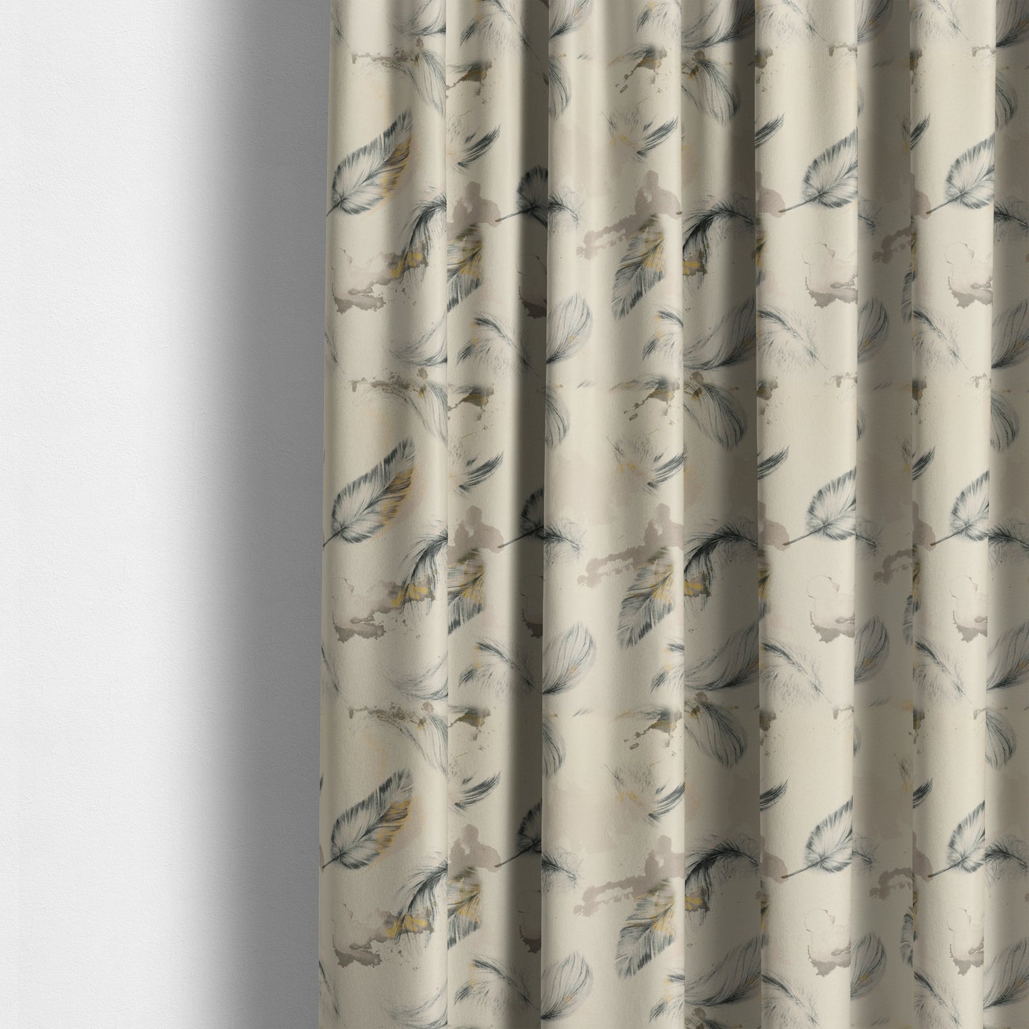 Saleem Printed Velvet Leaf Pattern Velour Soft Velvet White Colour Upholstery Fabric - Made To Measure Curtains