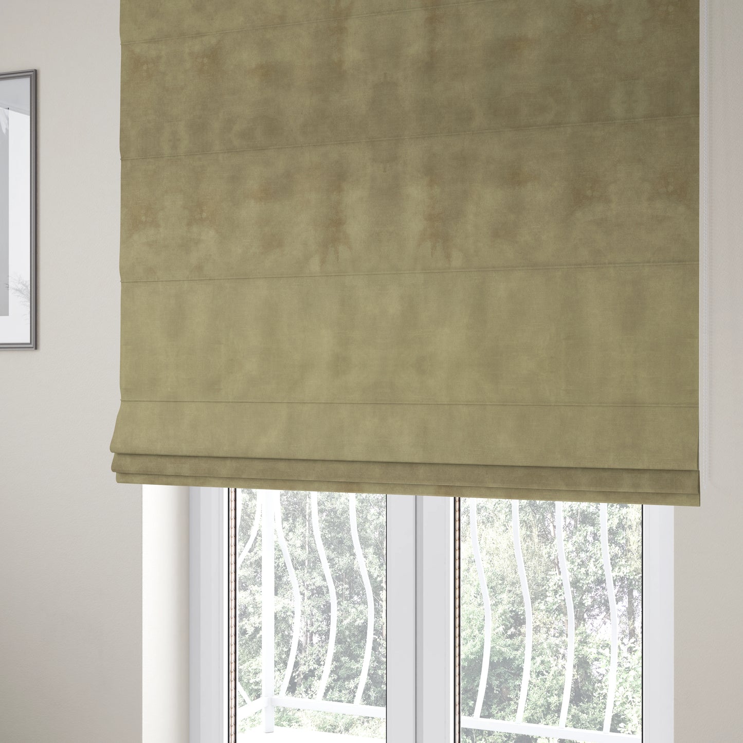 Saluzzo Beige Colour Velvet Smooth Ribbed Velveteen Textured Upholstery Fabric - Roman Blinds