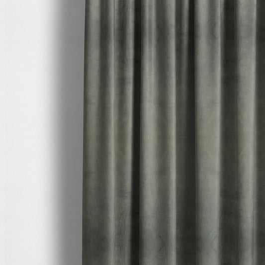 Saluzzo Silver Grey Colour Velvet Smooth Ribbed Velveteen Textured Upholstery Fabric - Made To Measure Curtains