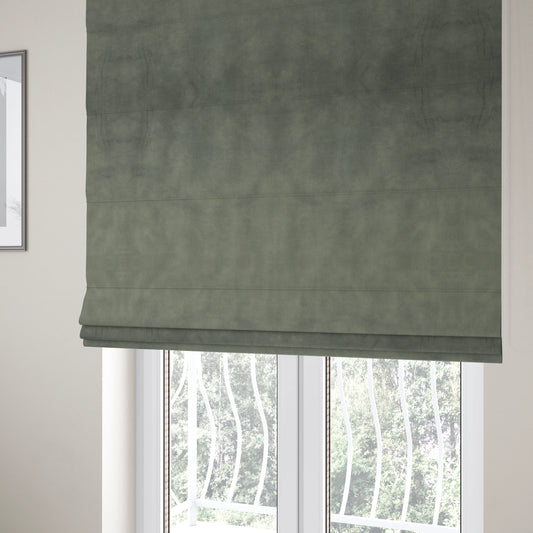 Saluzzo Silver Grey Colour Velvet Smooth Ribbed Velveteen Textured Upholstery Fabric - Roman Blinds