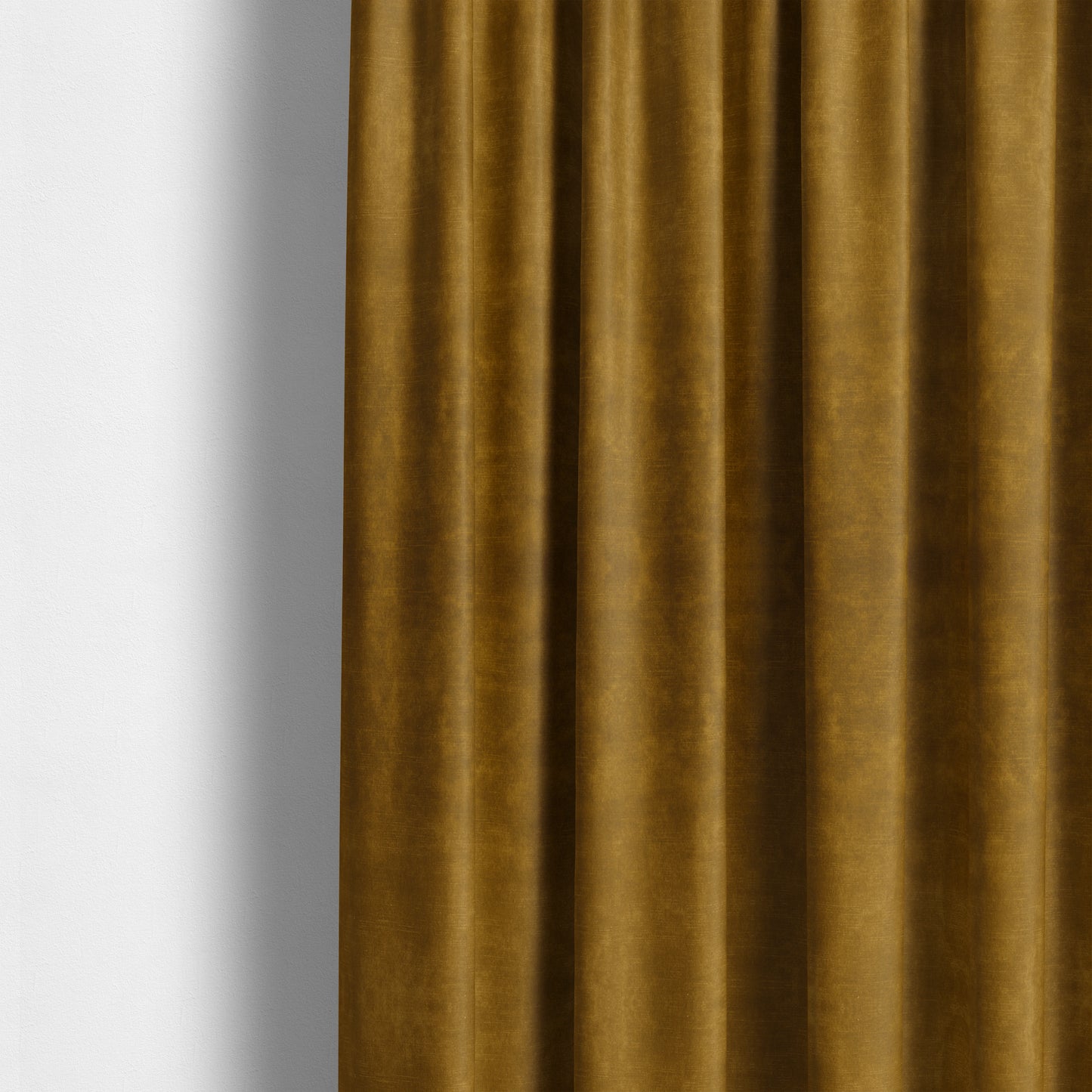 Saluzzo Dusty Gold Yellow Colour Velvet Smooth Ribbed Velveteen Textured Upholstery Fabric - Made To Measure Curtains