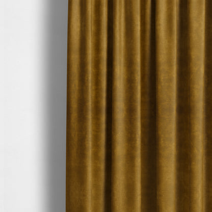 Saluzzo Dusty Gold Yellow Colour Velvet Smooth Ribbed Velveteen Textured Upholstery Fabric - Made To Measure Curtains