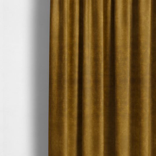 Saluzzo Dusty Gold Yellow Colour Velvet Smooth Ribbed Velveteen Textured Upholstery Fabric - Made To Measure Curtains