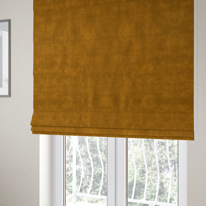 Saluzzo Dusty Gold Yellow Colour Velvet Smooth Ribbed Velveteen Textured Upholstery Fabric - Roman Blinds