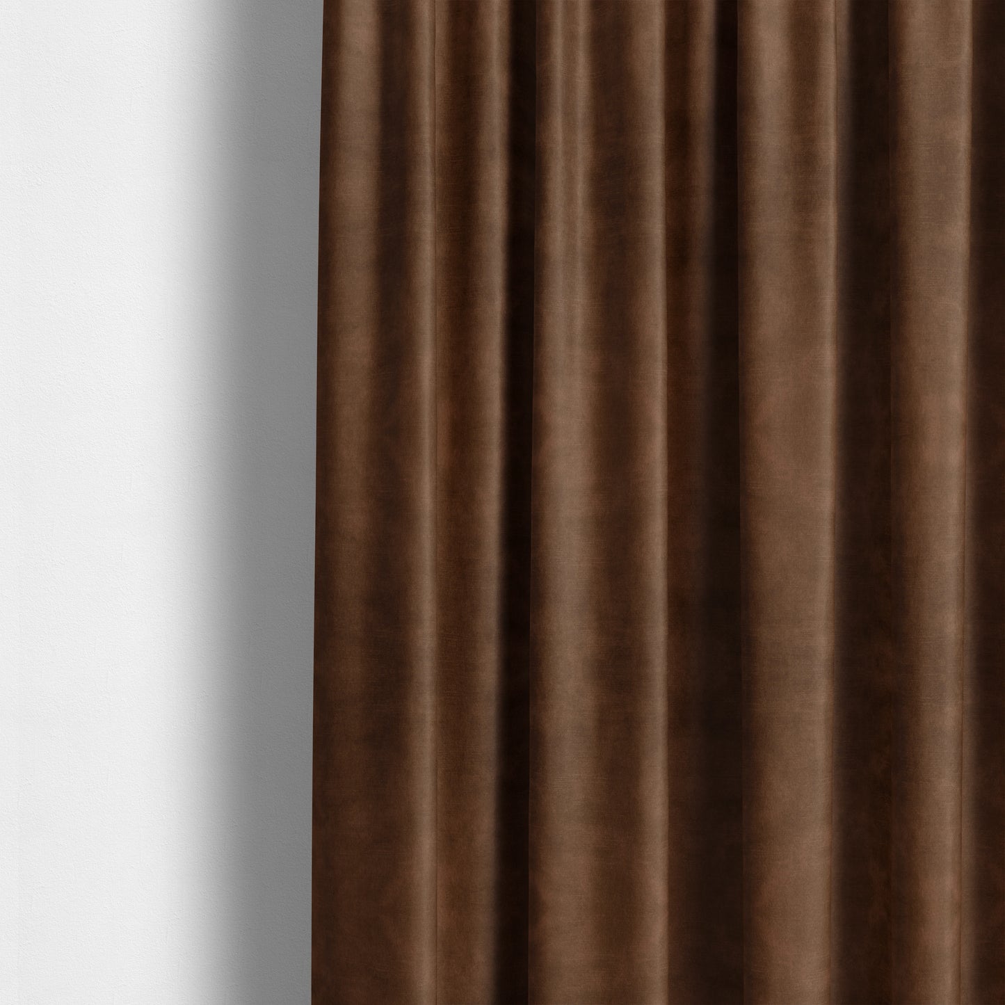 Saluzzo Copper Brown Colour Velvet Smooth Ribbed Velveteen Textured Upholstery Fabric - Made To Measure Curtains