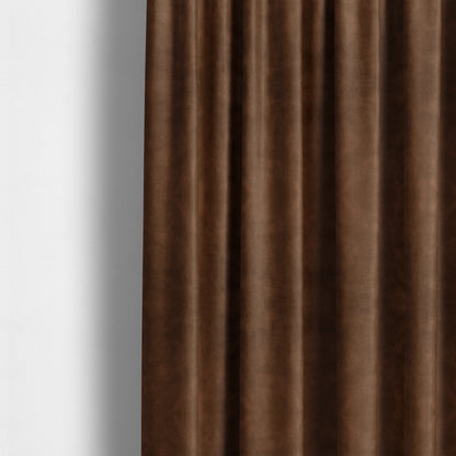 Saluzzo Copper Brown Colour Velvet Smooth Ribbed Velveteen Textured Upholstery Fabric - Made To Measure Curtains