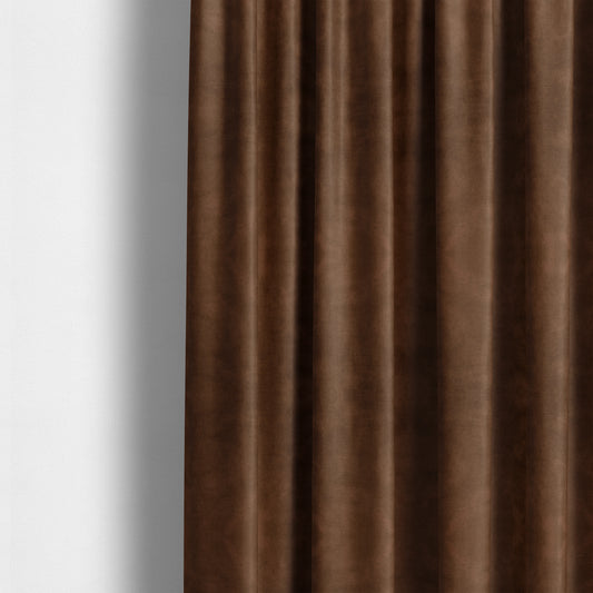 Saluzzo Copper Brown Colour Velvet Smooth Ribbed Velveteen Textured Upholstery Fabric - Made To Measure Curtains