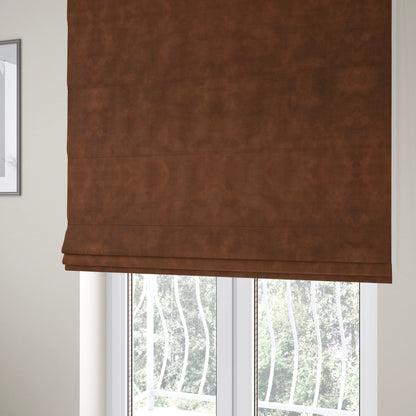 Saluzzo Copper Brown Colour Velvet Smooth Ribbed Velveteen Textured Upholstery Fabric - Roman Blinds