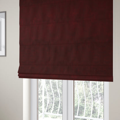 Saluzzo Burgundy Red Colour Velvet Smooth Ribbed Velveteen Textured Upholstery Fabric - Roman Blinds