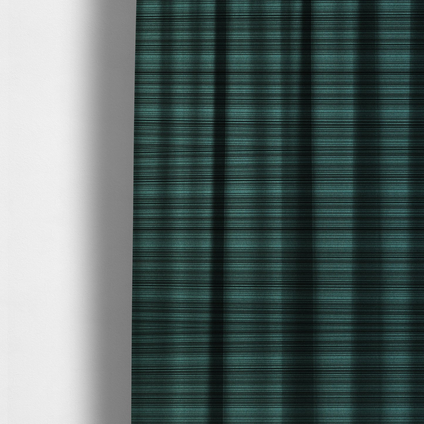 Samantha Black Striped Design Printed Soft Chenille Furnishing Fabric Teal Blue Colour - Made To Measure Curtains