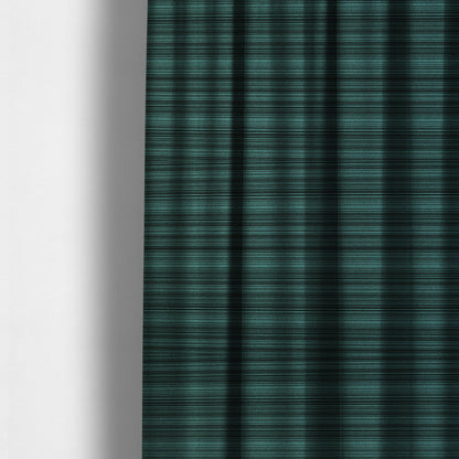 Samantha Black Striped Design Printed Soft Chenille Furnishing Fabric Teal Blue Colour - Made To Measure Curtains