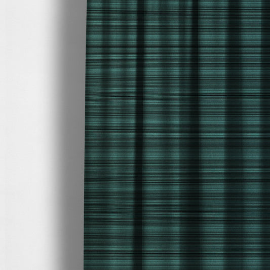 Samantha Black Striped Design Printed Soft Chenille Furnishing Fabric Teal Blue Colour - Made To Measure Curtains